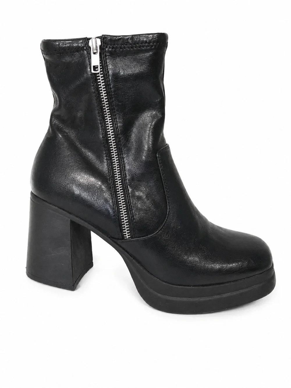 Steve Madden Black Platform Zip Ankle Boots - Women